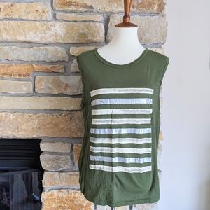 J. CREW Sleeveless T-Shirt with Metallic Stripes
